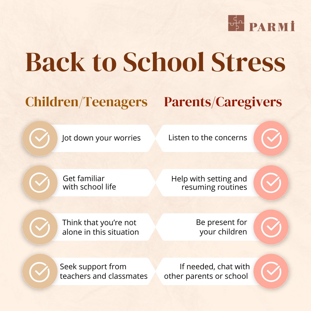 Going back to school can be stressful due to the lifestyle changes. Here are some quick tips for students and caregivers 🏫
-
#parmisupport #stress #school #mentalhealth #wellbeing #parent #teenagers #children #student #tips #caregiver