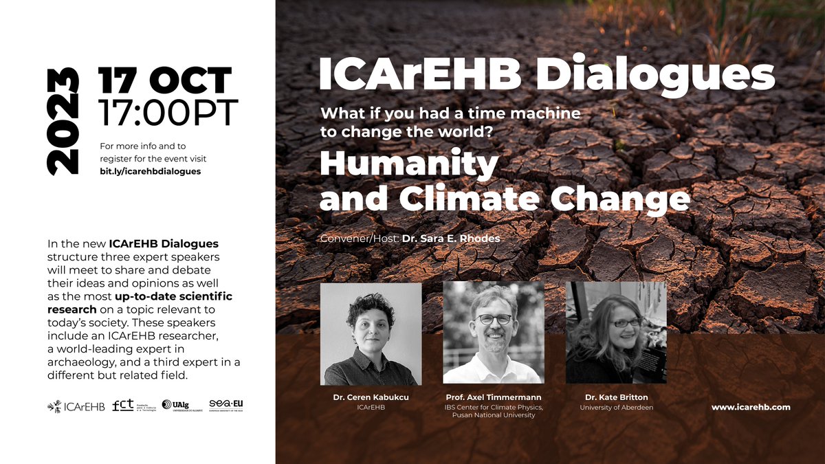 What if you had a time machine to change the world? ICArEHB is organizing a new season of #ICArEHBDialogues. Join us on October 17th, at 5pm (PT), to discuss the latest on what we can learn from Prehistory and archaeological research in relation to Climate Change. 1/2