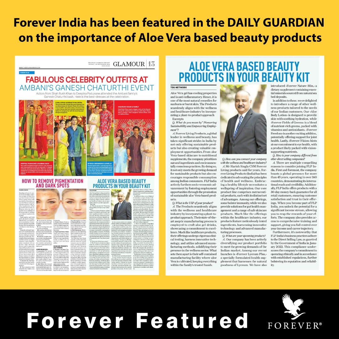 flpindia's tweet photo. #ForeverProud to be featured exclusively in the Daily Guardian!
Read all about Aloe Vera gel and its benefits
#foreverfeatured #news #article https://t.co/X3Zj6QVgj3
