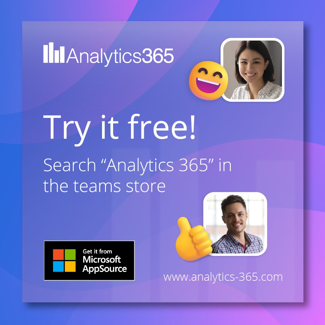 Enhance your business with Analytics 365! 🚀 Elevate collaboration, well-being &amp; customer engagement using this essential Microsoft Teams toolkit. Discover insights, drive performance. 

FREE trial👉 zurl.co/lFZ7 

 #MicrosoftTeams #Wellbeing #CollaborationAnalytics