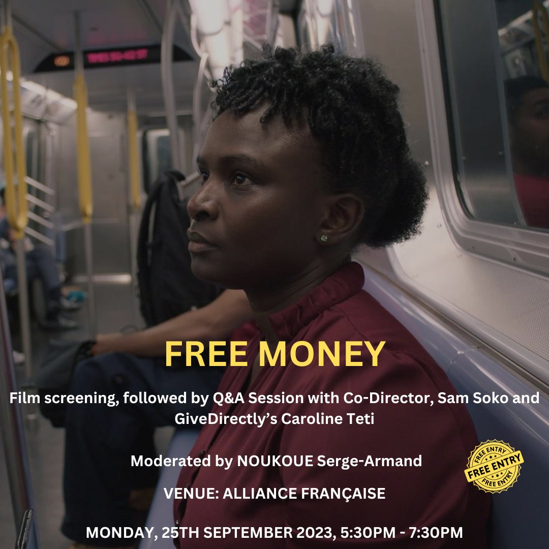 🙌🏾Just got word that @GiveDirectly's Caroline Teti will join us for the 'Free Money' screening and Q&A at Alliance Française. Have you RSVP'd for your FREE ticket? 🎟️bit.ly/freemoneyRSVP #UBI #UniversalBasicIncome #UBIFilm