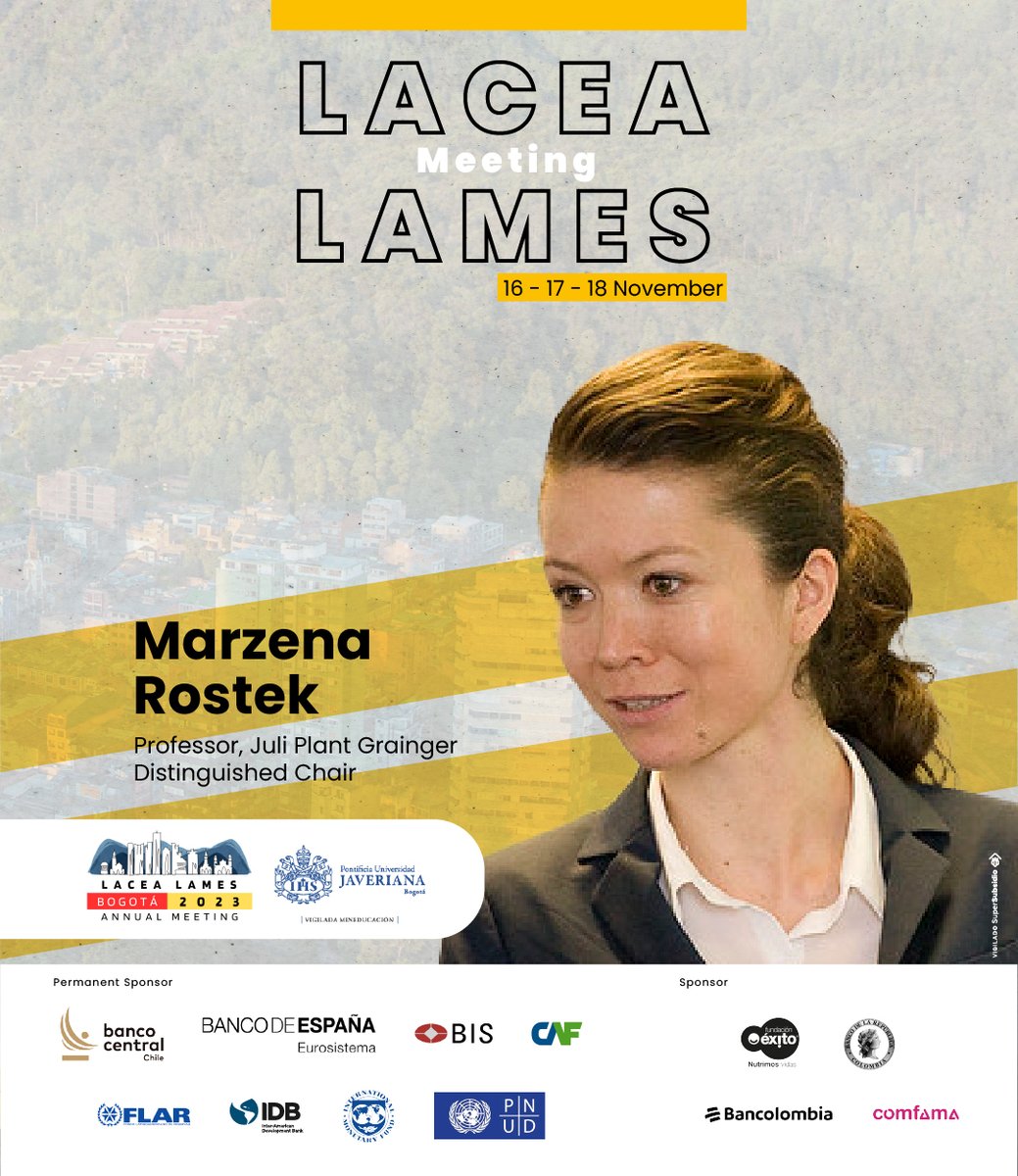LACEA LAMES 2023 (@lacealames2023) on Twitter photo We're pleased to have Marzena Rostek (<a href="/UWMadison/">UW–Madison</a> ) as Keynote Speaker at #LaceaLames2023. Register here: lacealames2023.org
<a href="/voxlacea/">Vox.LACEA</a> <a href="/_FLAR/">FLAR | Fondo Latinoamericano de Reservas</a> <a href="/bcentralchile/">Banco Central de Chile</a> <a href="/BancoDeEspana/">Banco de España</a>
<a href="/BIS_org/">Bank for International Settlements</a> <a href="/grupoexito/">Grupo Êxito</a> <a href="/BancoRepublica/">Banco República 🇨🇴</a>
<a href="/Bancolombia/">Bancolombia</a> <a href="/Comfama/">Comfama</a> We're pleased to have Marzena Rostek (<a href="/UWMadison/">UW–Madison</a> ) as Keynote Speaker at #LaceaLames2023. Register here: lacealames2023.org
<a href="/voxlacea/">Vox.LACEA</a> <a href="/_FLAR/">FLAR | Fondo Latinoamericano de Reservas</a> <a href="/bcentralchile/">Banco Central de Chile</a> <a href="/BancoDeEspana/">Banco de España</a>
<a href="/BIS_org/">Bank for International Settlements</a> <a href="/grupoexito/">Grupo Êxito</a> <a href="/BancoRepublica/">Banco República 🇨🇴</a>
<a href="/Bancolombia/">Bancolombia</a> <a href="/Comfama/">Comfama</a>