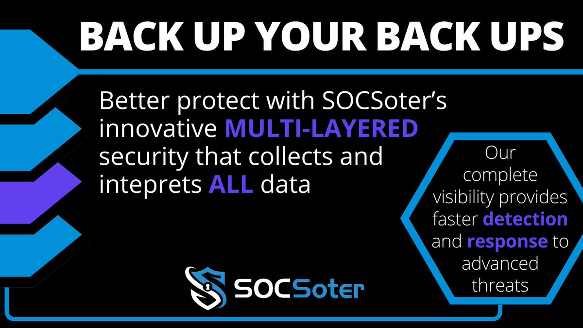 SOCSoter's tweet image. There are MULTIple reasons why we&apos;d be a good fit 😁
What if you could spot threats before they attack 🤔? #SOCSoter&apos;s multi-layered protection monitors multiple #datasources, completely covering your entire #infrastructure! Call us in for backup today! 😏