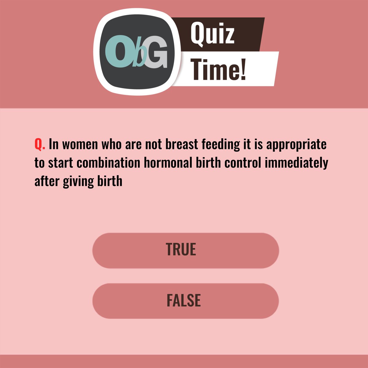#Quiz time! This question's from our GYN quiz on Hormonal Contraception for women with medical conditions. Get more quizzes with a free subscription to the free weekly ObG Insider newsletter. Fun, free, informative! ow.ly/tCz250POtc4 #ObGyn #birthcontrol #pregnancy