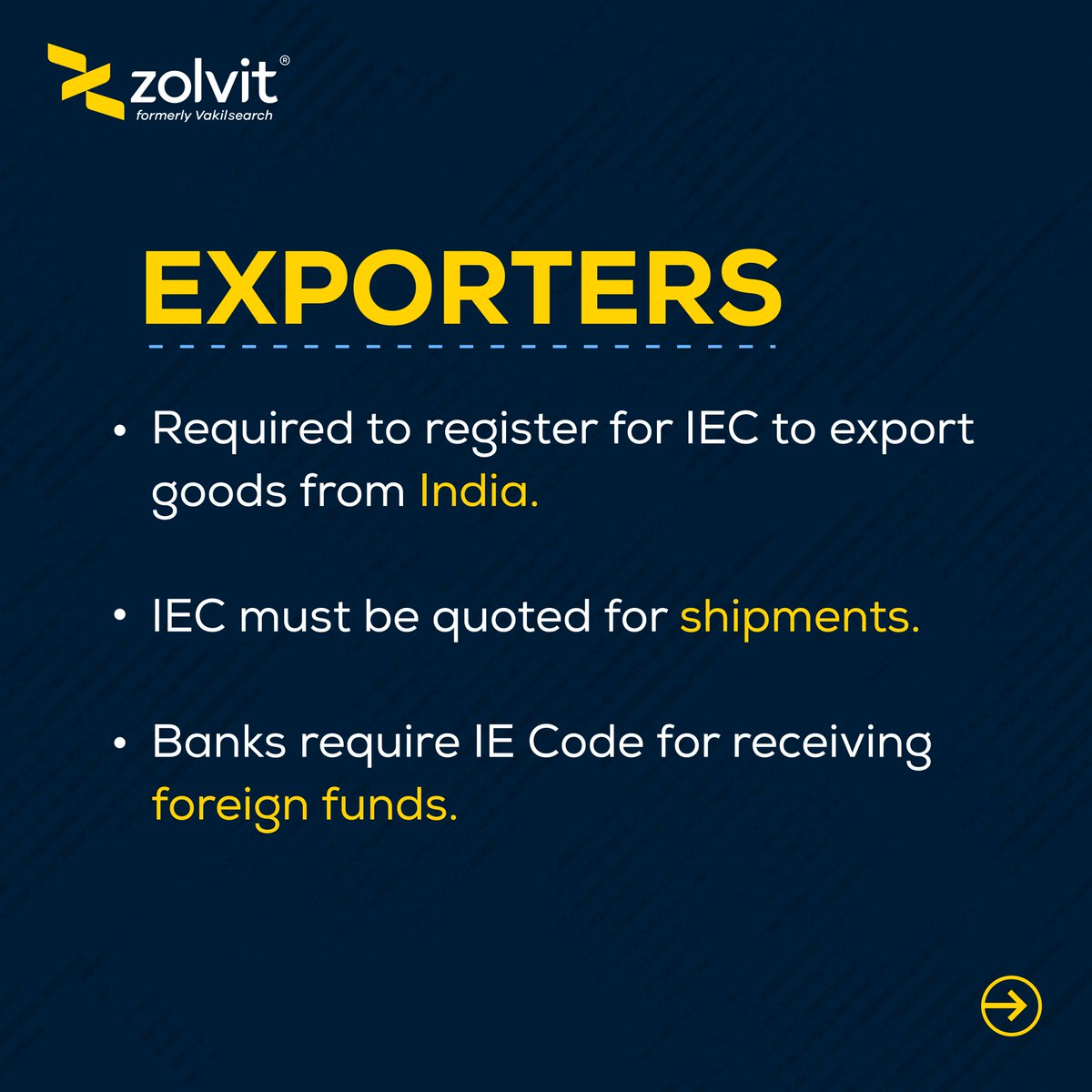 Letsvakilsearch's tweet photo. Know the eligibility criteria for obtaining an IEC (Import Export Code) in this post! πΌπ
Reach us at https://t.co/mfMOQ9Ujit
#iec #ieccode #importers #exporters #properitor #clearance #moneytransfer #vakilsearch #legalservices #zolvit #funds https://t.co/FFLCufddHL