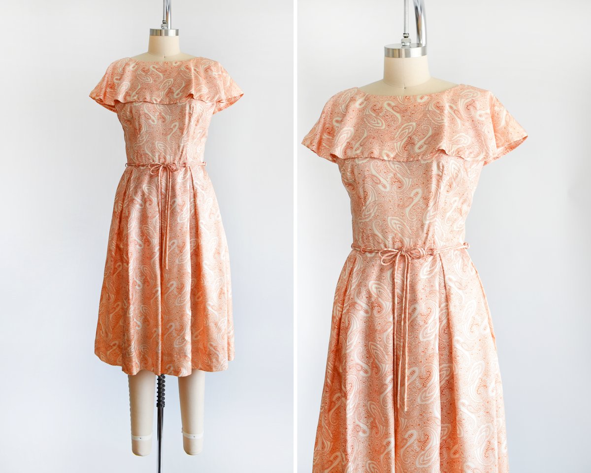 RustBeltThreads's tweet image. New: vintage 60s orange &amp;amp; white paisley dress with ruffle collar by R&amp;amp;K originals ✨ rustbeltthreads.com/products/vinta…
