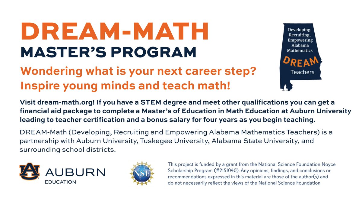 Let's Teach Math! Learn more about the #DREAM-Math program. Visit dream-math.org!