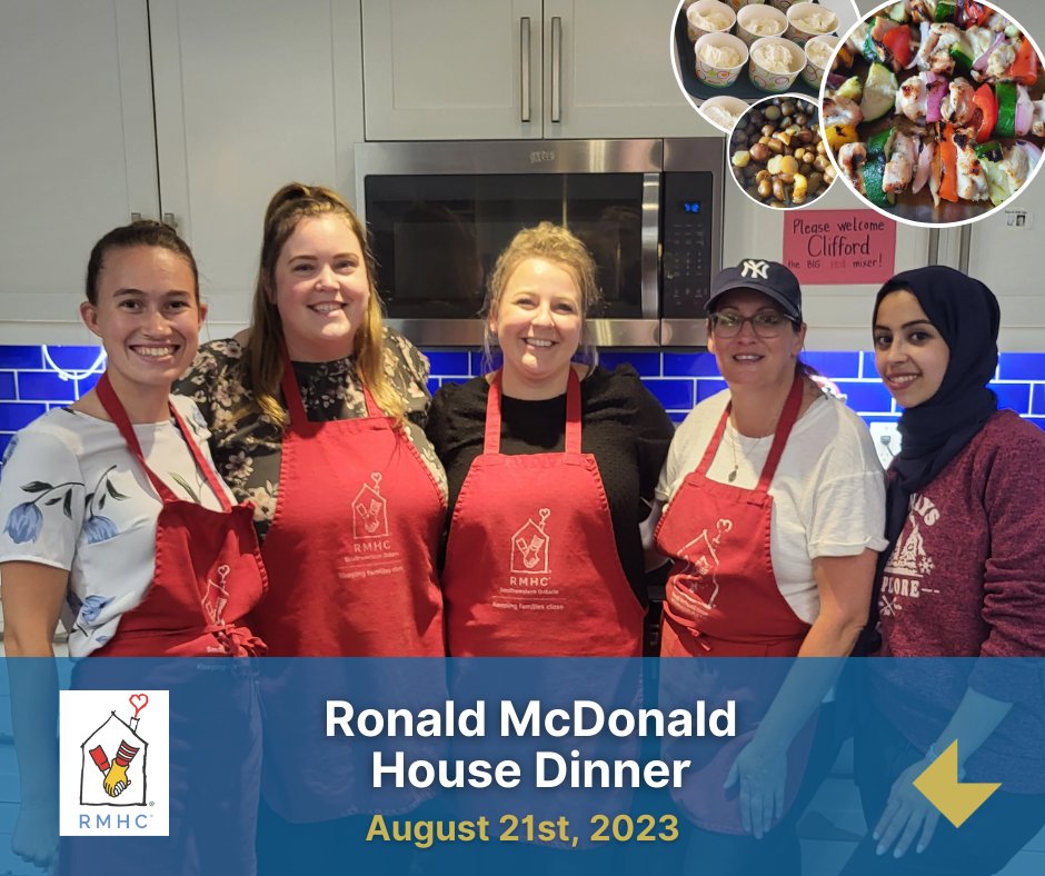 Our team had a wonderful time preparing chicken and veggie kabobs with roasted potatoes and an ice cream bar at Ronald McDonald House. Pictured: Laura Bees, Jessica Bell, Ashley Caldwell, Nicole Willert, Gigi Alghosein & Allison Langridge (not pictured).