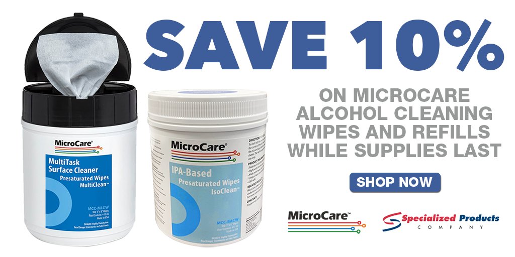 spctools's tweet image. Save with MicroCare - MultiClean™ 70% USP-grade alcohol wipes and IsoClean™ 100% IPA alcohol wipes are 10% off for a limited time! bit.ly/3tamyoR
#microcare #alcoholwipes #esdsafe