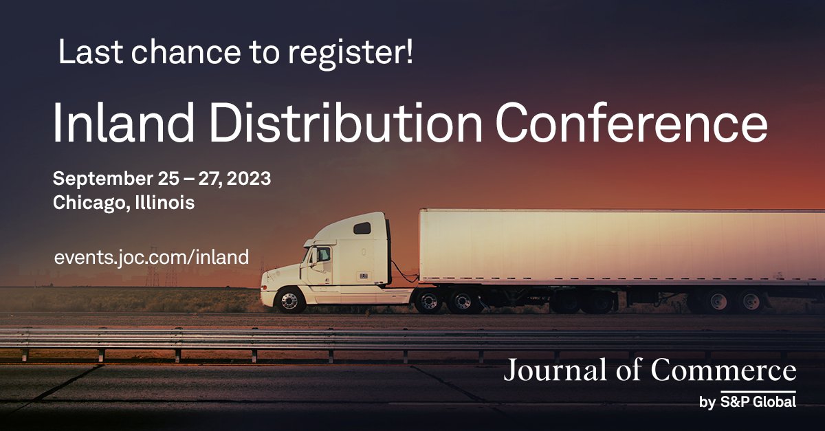 JOC_Events's tweet photo. Last call for #Inland23! Join the Journal of Commerce in Chicago, where we'll bring shippers, freight carriers, logistics, and technology providers together. #Inland23 starts Monday. Register now: https://t.co/hKIFG7Rt9H https://t.co/0j6GafYZPR