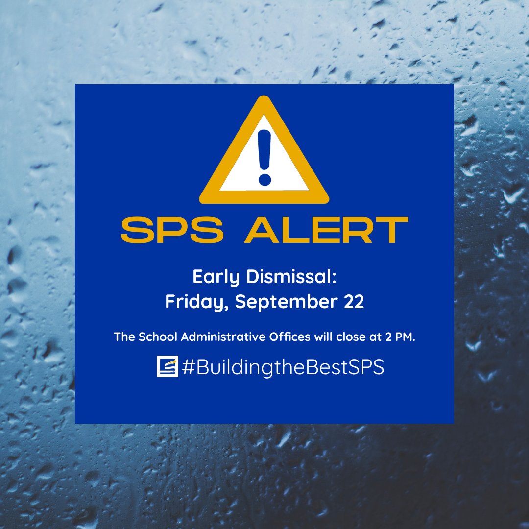 Due to the threat of severe weather and possible flooding in certain areas, Suffolk Public Schools will have an early dismissal today, Friday, September 22.  Click the link for early release schedules: bit.ly/454Q6BV.