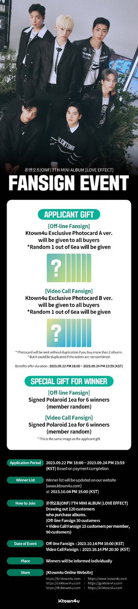 NinangsForONF's tweet photo. #NinangsGO
[ORDER FORM] ONF 7th Mini Album 'LOVE EFFECT' PH GO 🇵🇭 - Ktown4u (PC POB 🎁)

💸 Random Ver. - 1,000 PHP + LSF
📦 Normal ETA
💳 Full payment
🗓 September 24 noon

Form: https://t.co/7VePkYGVCV https://t.co/kahVHEhhVH