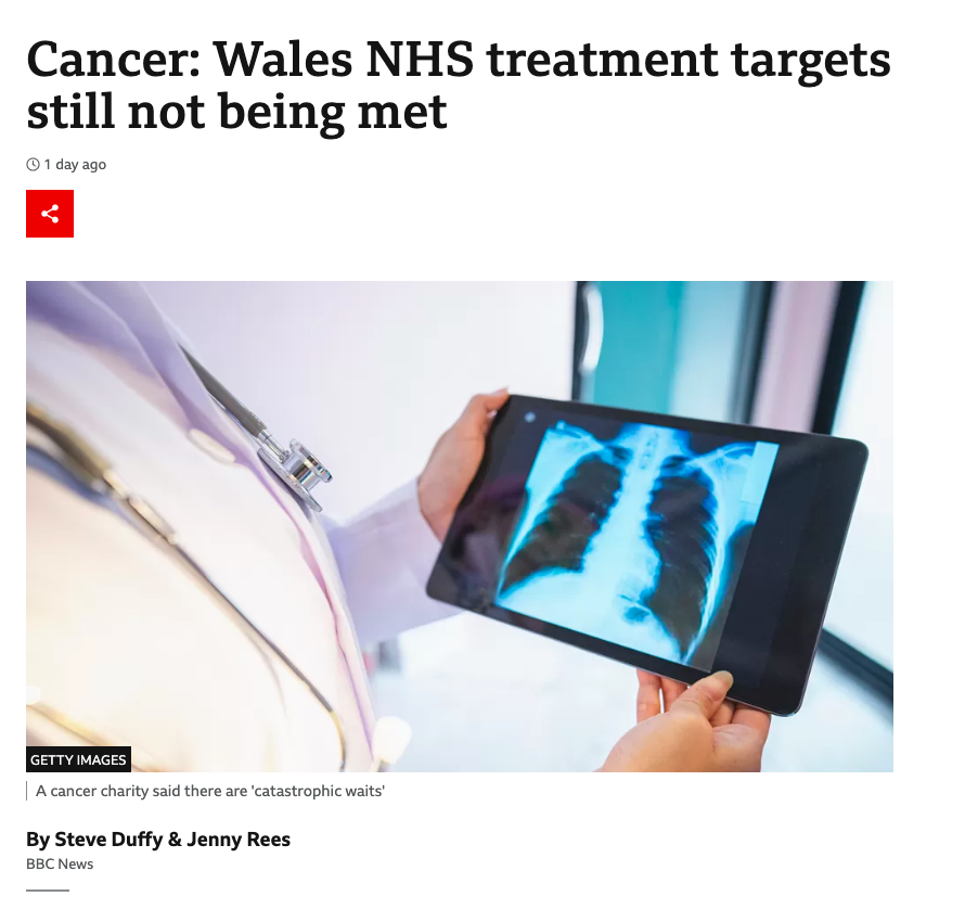 Whilst Mark Drakeford messes around with pointless 20mph speed limits, thousands of Welsh cancer patients are being failed.

At the same time, one of the most advanced cancer centres I've ever seen sits empty in Newport - it's unbelievable.

This is just absolutely insane.