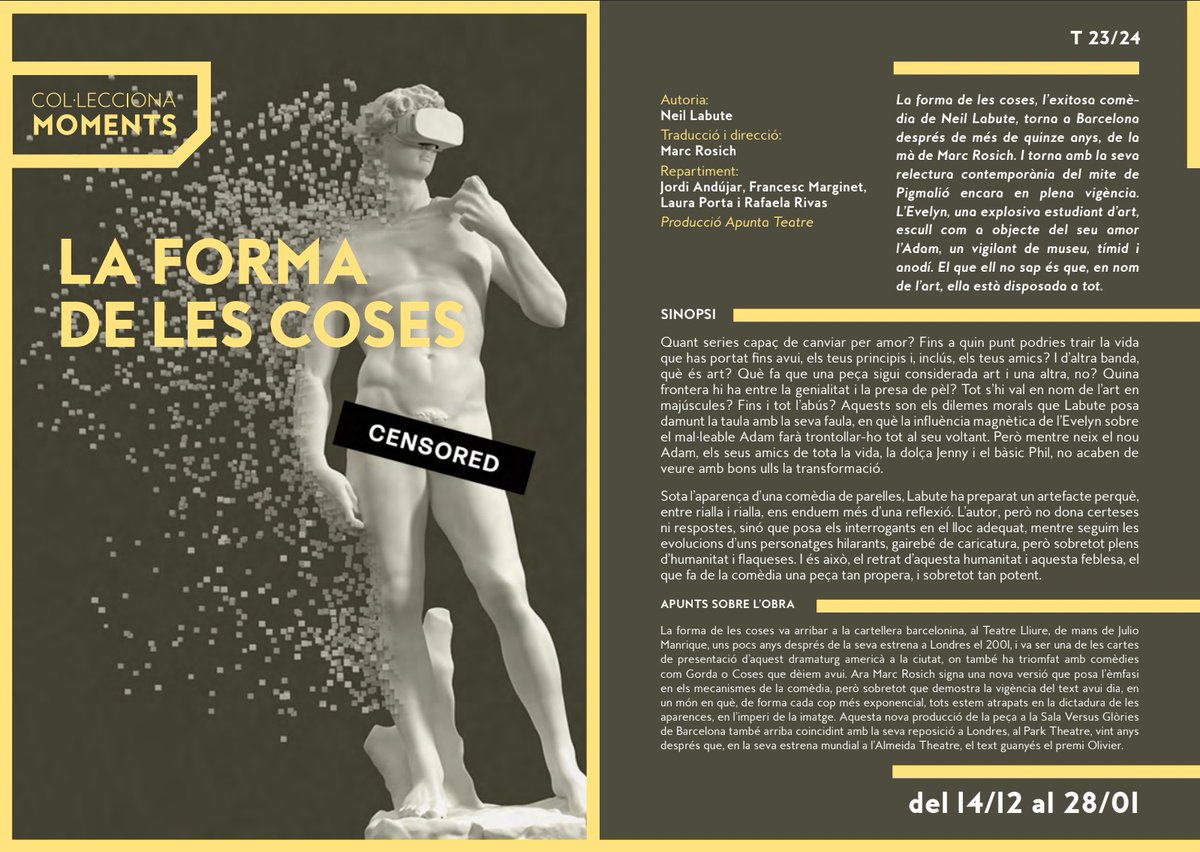 Rafaela_RivasM's tweet photo. 🎉Ja ho podem anunciar!! 🎭Nou projecte 🎭
#LaFormaDeLesCoses de #NeilLabute
➡️Traducció i direcció de @marcrosich
➡️Amb #JordiAndújar #francescmarginet @lauraportapardo i servidora!!!

📆Del 14/12 al 28/01 a la @salaversus_gl

💫Meravella de temporada, d'equip i d'obra😍🙌🔥 https://t.co/RkoM0CBxPx