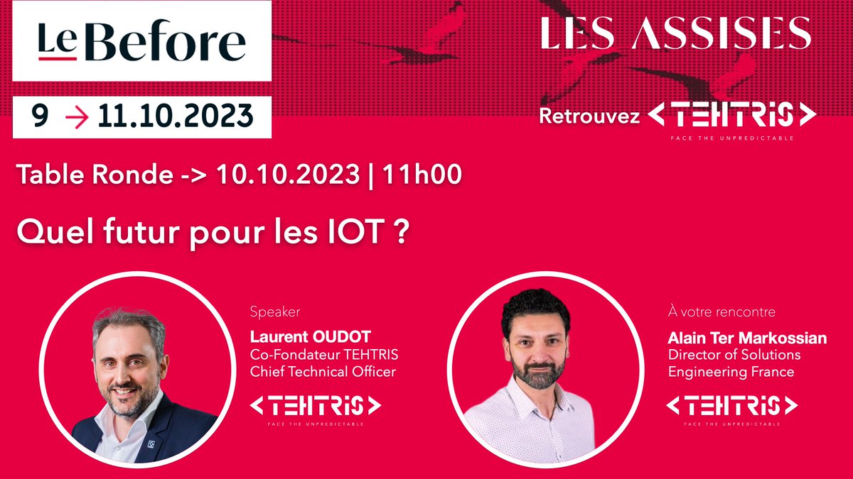 tehtris's tweet photo. .@Les_Assises : retrouvez @tehtris_laurent en Table Ronde #LeBefore
🗣Quel futur pour les #IoT ? ⏰10/10/23 à 11h
"Opportunités, risques & enjeux #sécurité : stratégies de protection, mesures en cas d’attaque, régulation, concurrence, rôle des fabricants, autorités & users." https://t.co/ge9u6aSEHH