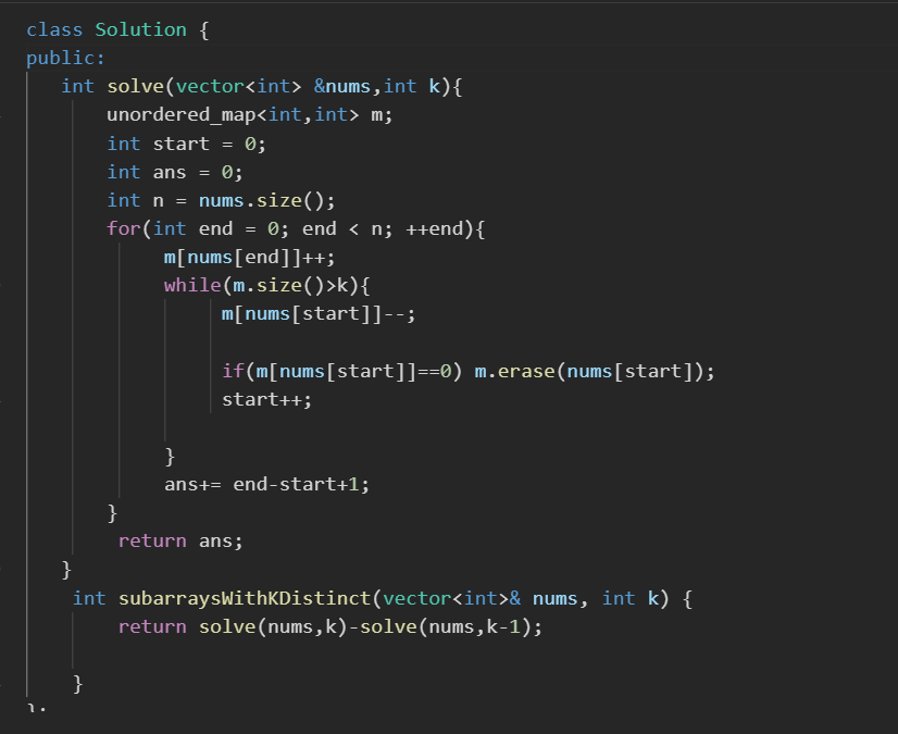 KhatikSwwapnil's tweet photo. Day 55 of #100DaysOfCode! 🚀 Nailed "Subarrays with K Different Integers" using map 📷#Cpp #DSA #CodingChallengeVictory #ProgrammingWin #CodeBreaker #leetcode https://t.co/4WRfNINEKz