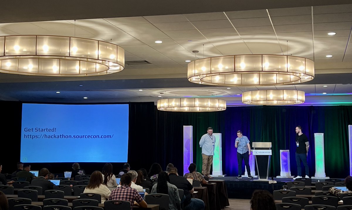 SourceCon's tweet photo. Congratulations to Seth Davis for winning our Hackathon competition (again)! Our Hackathon winners and former grandmasters will receive free SourceCon attendance for life. #sourcecon https://t.co/FxzsrnPJHp