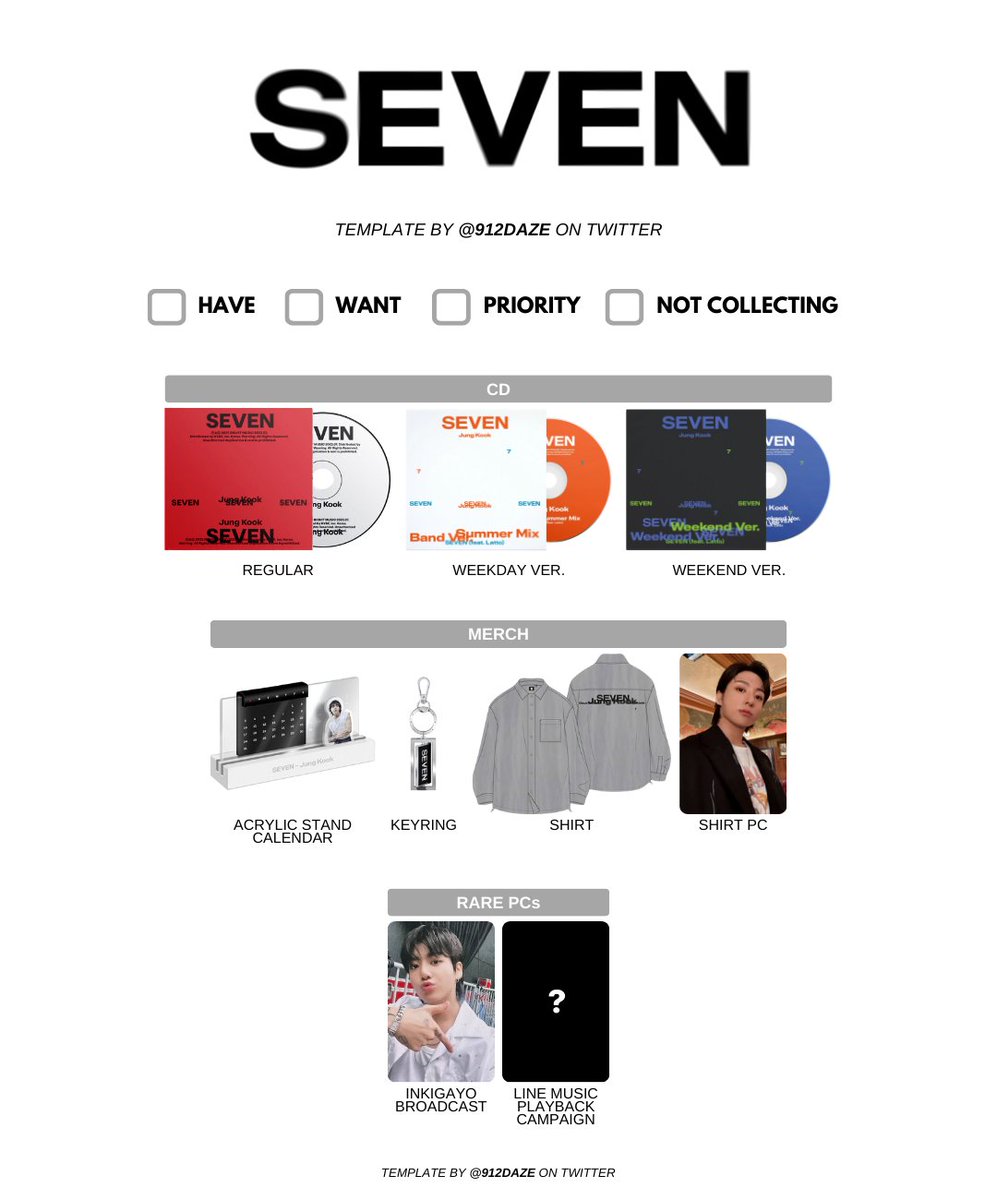 For my 'SEVEN' enthusiasts: ⭐️ Jungkook - Seven CD, Merch, PC