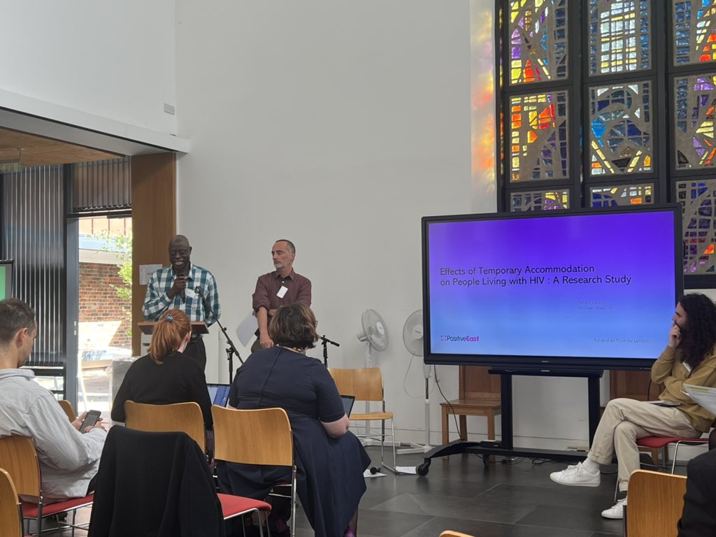Very proud of our @ekakoro_peter & Michael presenting highlights from our @trustforlondon funded research on the impact #TemporaryAccommodation on the #lives of #people #living with #HIV #BetterTA #ShowCase