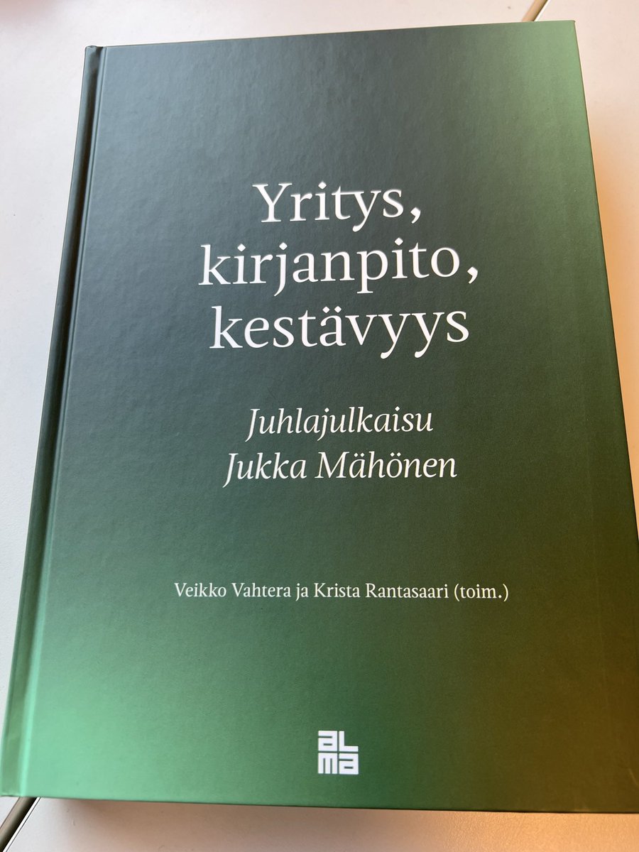 What a birthday present, to get a Festschrift on your honour!

Veikko Vahtera and Krista Rantasaari (toim.): Yritys, kirjanpito, kestävyys: Juhlajulkaisu Jukka Mähönen [Firm, accounting, sustainability: Festschrift Jukka Mähönen] (Helsinki: Alma Talent, 2023)