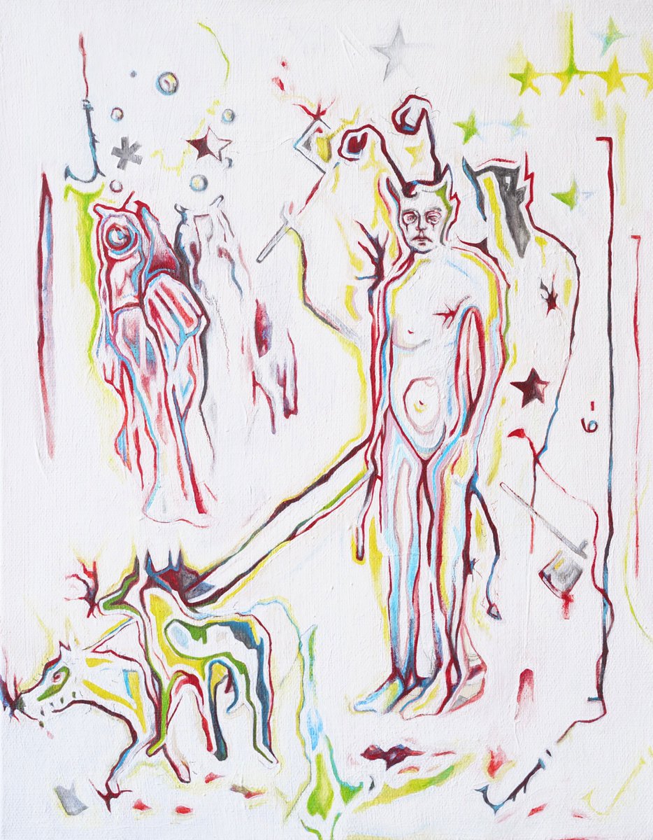 “It feels like nothing when I’m alone “ mixed media on canvas