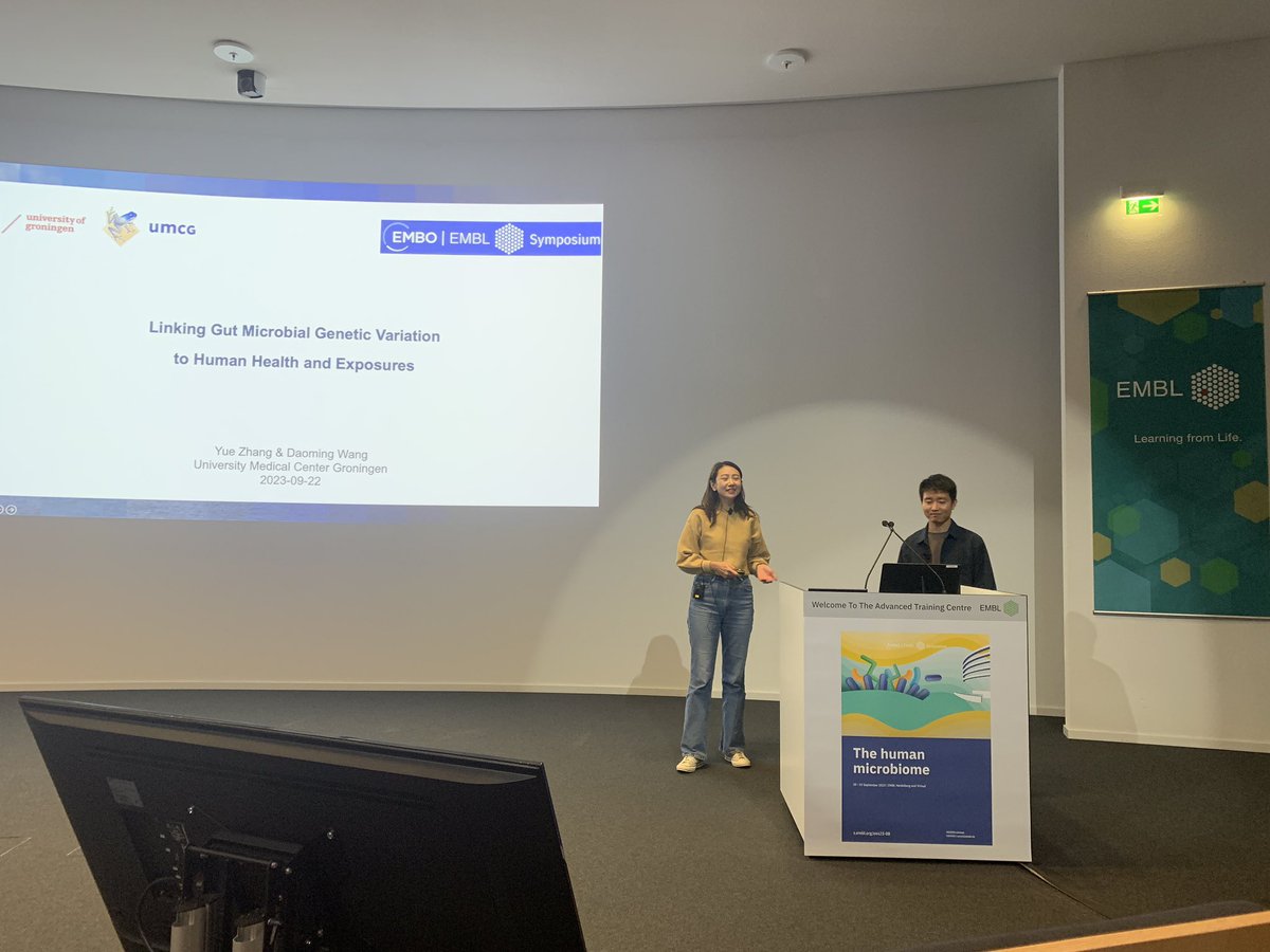 <a href="/SashaZhernakova/">A.Zhernakova</a> and <a href="/YueZumcg/">Yue Zhang</a> <a href="/DaomingWang1/">Daoming Wang</a> share our recent research work in LL-NEXT and bacterial genetic associations at <a href="/EMBLEvents/">EMBL Events</a> microbiome conference.<a href="/GroMicrobiome/">groningen_microbiome</a>
