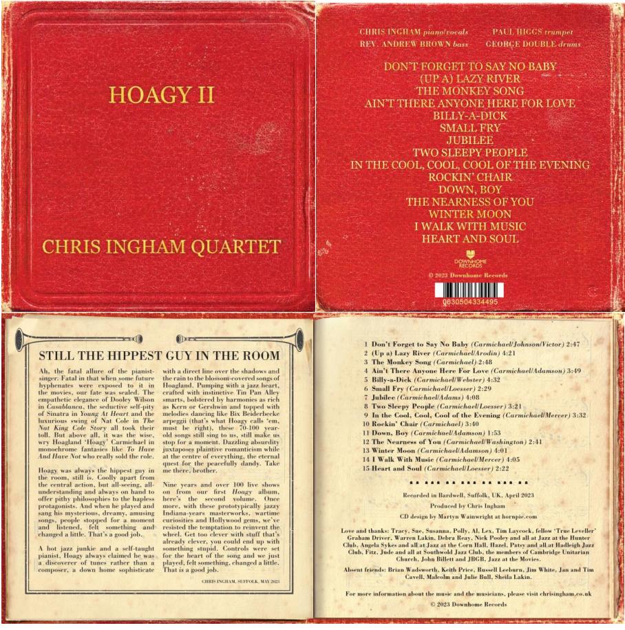 This will probably get annoying.
Review #2: Jazz Journal "Captures the essence of Carmichael’s catchy, jazz-influenced melodies and their droll, laconic lyrics perfectly...the performance of all four musicians is superb"
CD and download chrisingham.co.uk/hoagy
Not on Spotify.