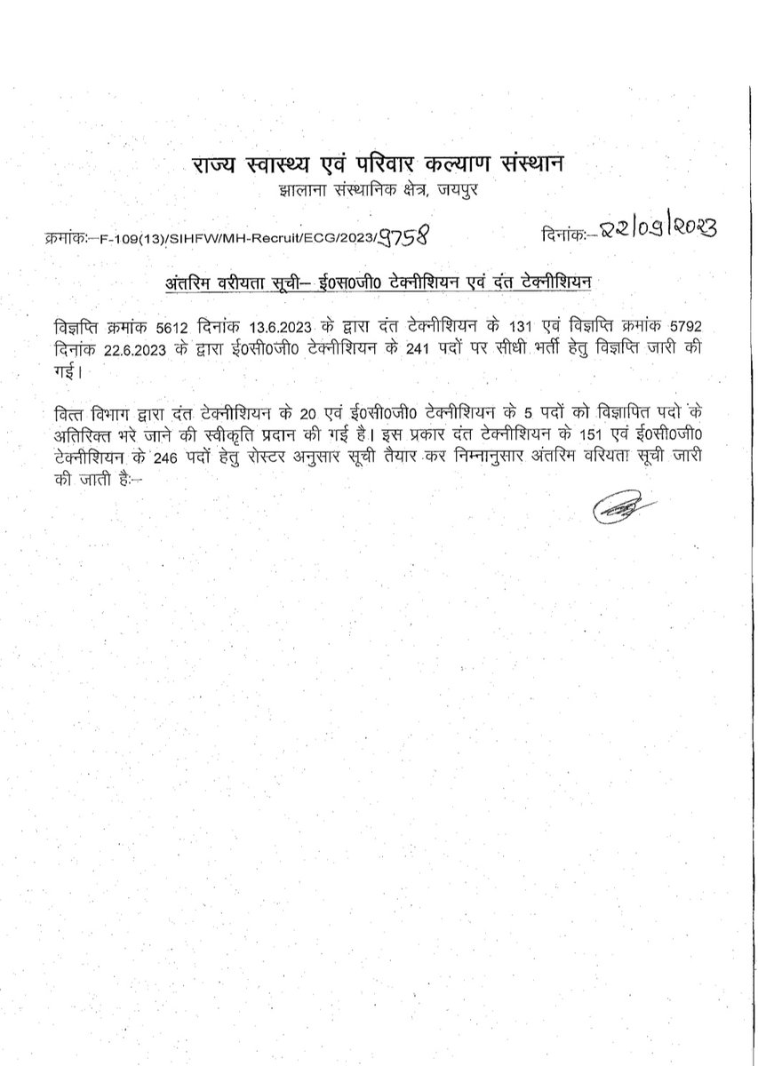 azizjabasar's tweet photo. #Jaipur :- ईसीजी टेक्निशियन व दंत टेक्नीशियन की अंतिम वरीयता सूची जारी
💐💐💐💐

जल्द से जल्द बाकी बचे 06 केडर की और सूची जारी हो

लैब टेक्नीशियन,सहायक रेडियोग्राफर फार्मासिस्ट,नर्सिंग ऑफिसर व एएनएम की

@RajCMO
@plmeenaINC
@ashokgehlot51
@RajGovOfficial
#rajasthanparamedicalnews https://t.co/EgNOB7G1ad