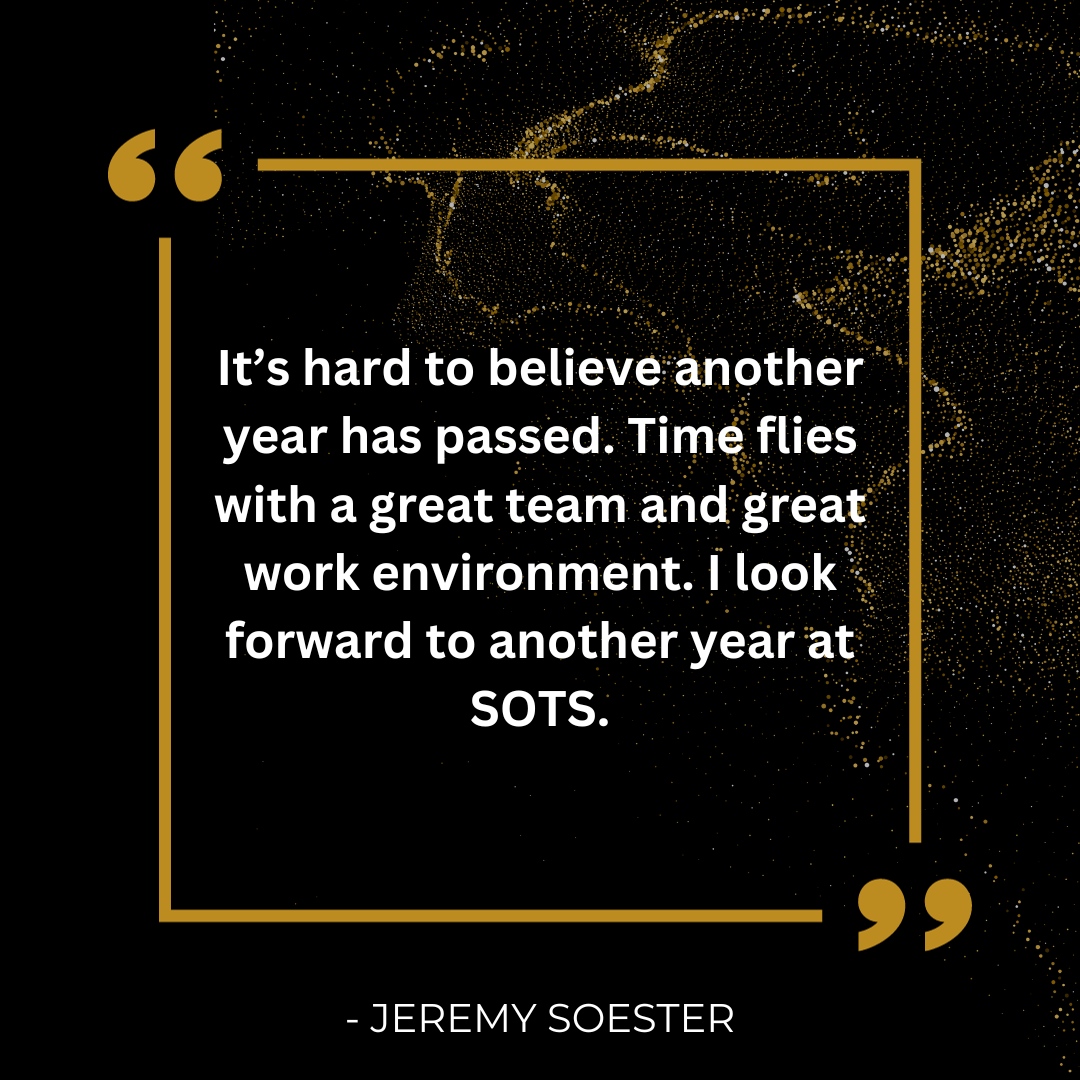 Congratulations to Jeremy on his 9 year work anniversary at SOTS!🥳

Here's to many more years of success and growth!

#SupportOnTheSpot #Celebrate #11YearsStrong #WorkAnniversary #JourneyOfGrowth #TeamSuccess #11YearAnniversary #TeamPlayer