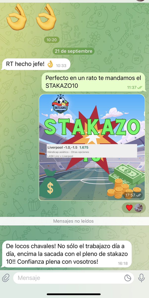 Estos comentarios después de sacar el 6/6 STAKAZO10 son los que nos hacen tener más ganas de seguir dando verdes y GRATIS !!