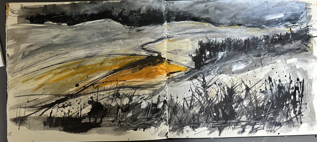 #HiggerTor loosely based on a great #photo by ⁦@Becca3Artach⁩ #liquidcharcoal #watercolour #ink #gouache #sketchbook