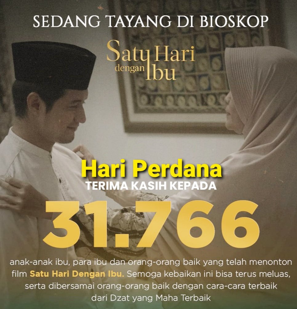 yan_widjaya's tweet photo. *B.O*
Penonton film Indonesia s/d Kamis, 21/9/2023:
#SatuHariDenganIbu 31.324
#KisahTanahJawaPocongGundul 153.778
#JombloFiSabilillah 20.215
#AkuTahuKapanKamuMati:DesaBunuhDiri 258.311
#SleepCall 319.568
#Mappacci 319.568
#AirMatadiUjungSajadah 1.539.208 https://t.co/OWO1c25s5b