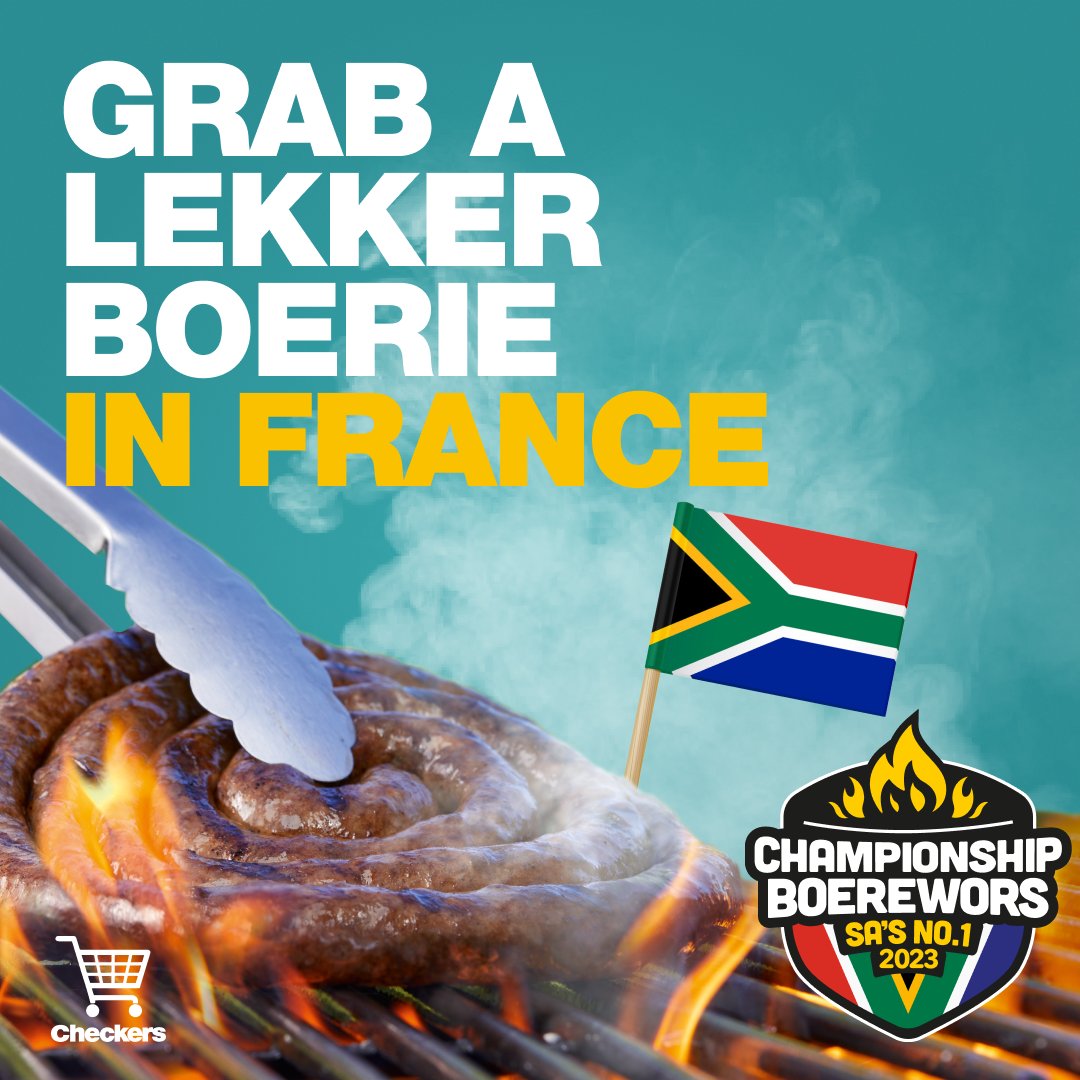 Checkers is bringing SA’s best to Paris! Come and grab a free Championship Boerewors roll before you head to the game on Saturday, 23 September! Join us and The @BraaiArmy at Café Oz Denfert-Rochereau, Paris. Find us here: bit.ly/454576W #SAsNo