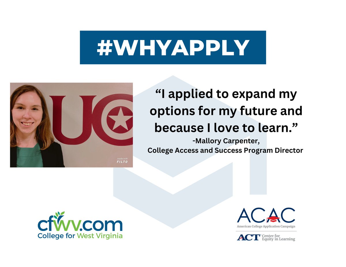 CFWV's tweet photo. Mallory Carpenter shares why she applied in celebration of National #WhyApply Day! https://t.co/6C0tlISwEu