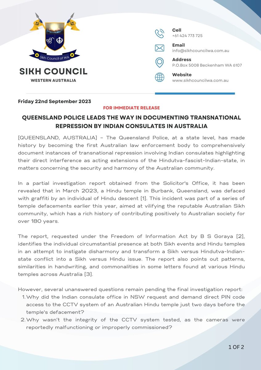 Sikh Council of Western Australia tweet media