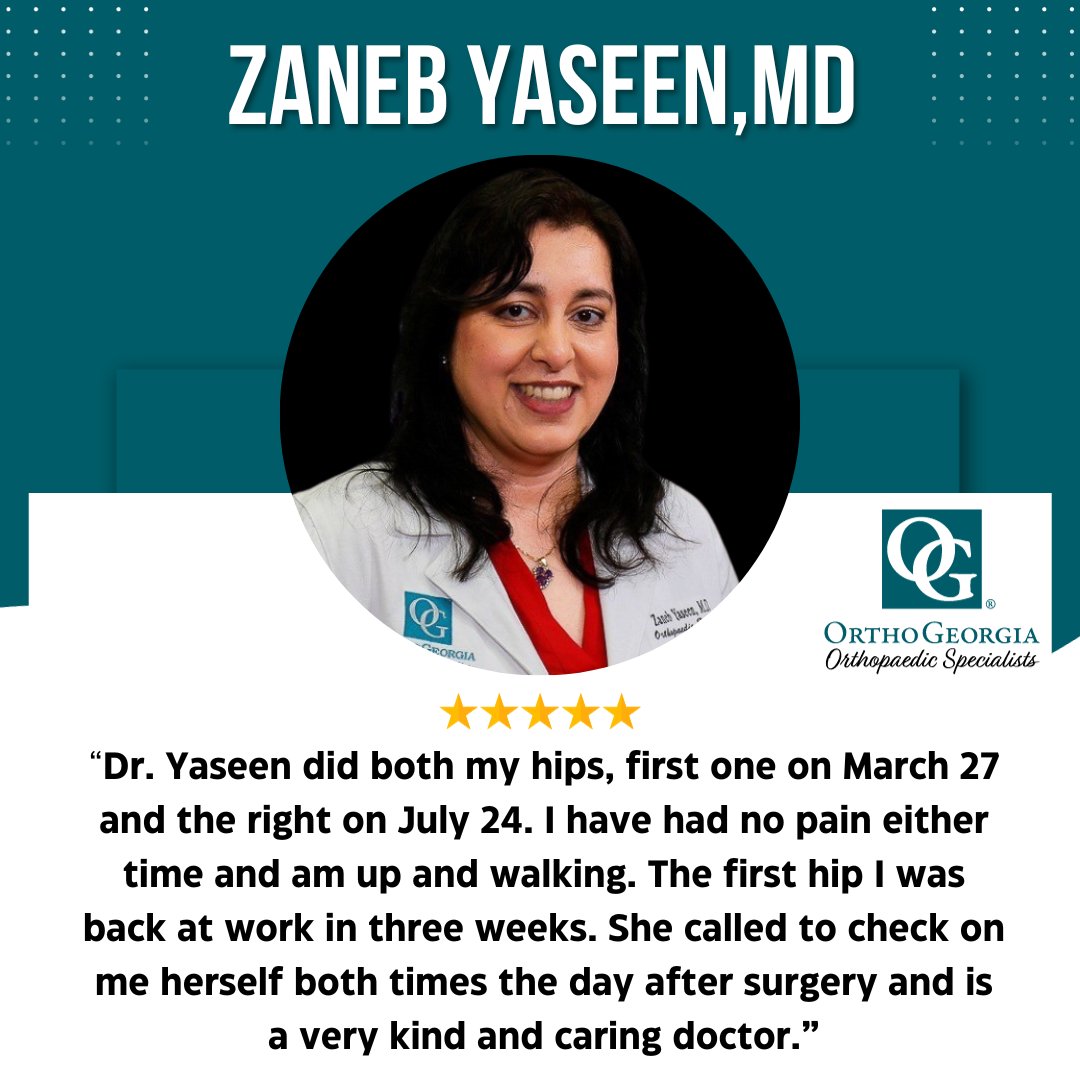 We are grateful for your feedback about Dr. Yaseen! Dr. Yaseen sees patients in our Warner Robins location.
orthoga.org/physicians/zan…
#hipsurgery #hipreplacememt #orthopedics #sportmedicine #orthopedicdoctor #sportsmedicinedoctor #warnerrobinsga