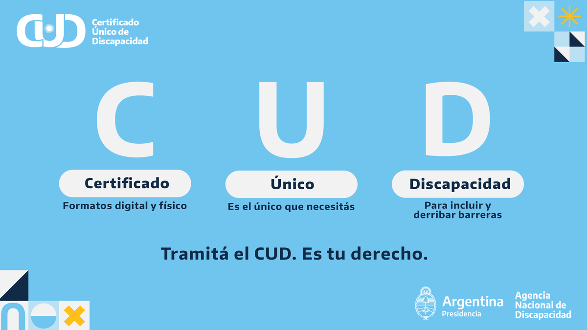 ANDIS_Arg's tweet photo. ℹ️ | El Certificado Único de Discapacidad (CUD) es tu derecho, y ahora es más fácil y accesible de tramitar.

🔗 | Enterate de todo y consultá sobre el CUD en: https://t.co/nuSUmUvnBz https://t.co/aQ8gRIjzhm