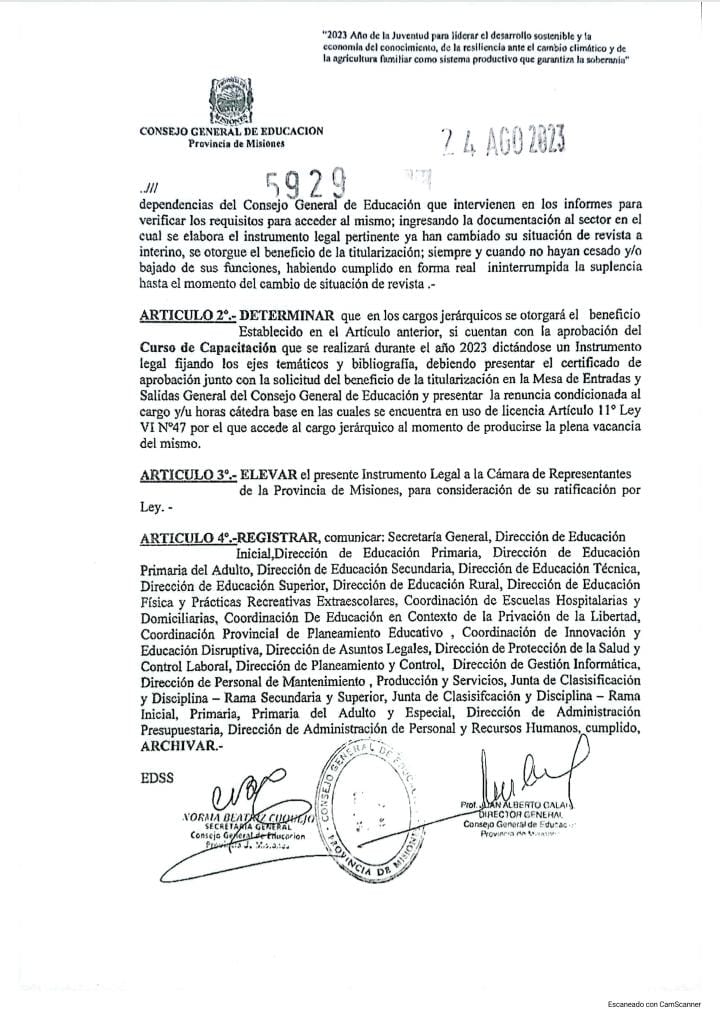 Seguimos garantizando acceso Estabilidad Laboral a la Docencia Misionera! Resolución 5029/23, protege ante demoras administrativas Vacantes susceptibles de acceso Estabilidad. oportunamente lo solicitamos desde <a href="/udpm_misiones/">UDPM</a> ..cumplimos! <a href="/ADOMIS_Misiones/">ADOMIS_Misiones</a> <a href="/cjdechat/">Christian Dechat</a> <a href="/FChlypanka/">Fabián Chlypanka</a>