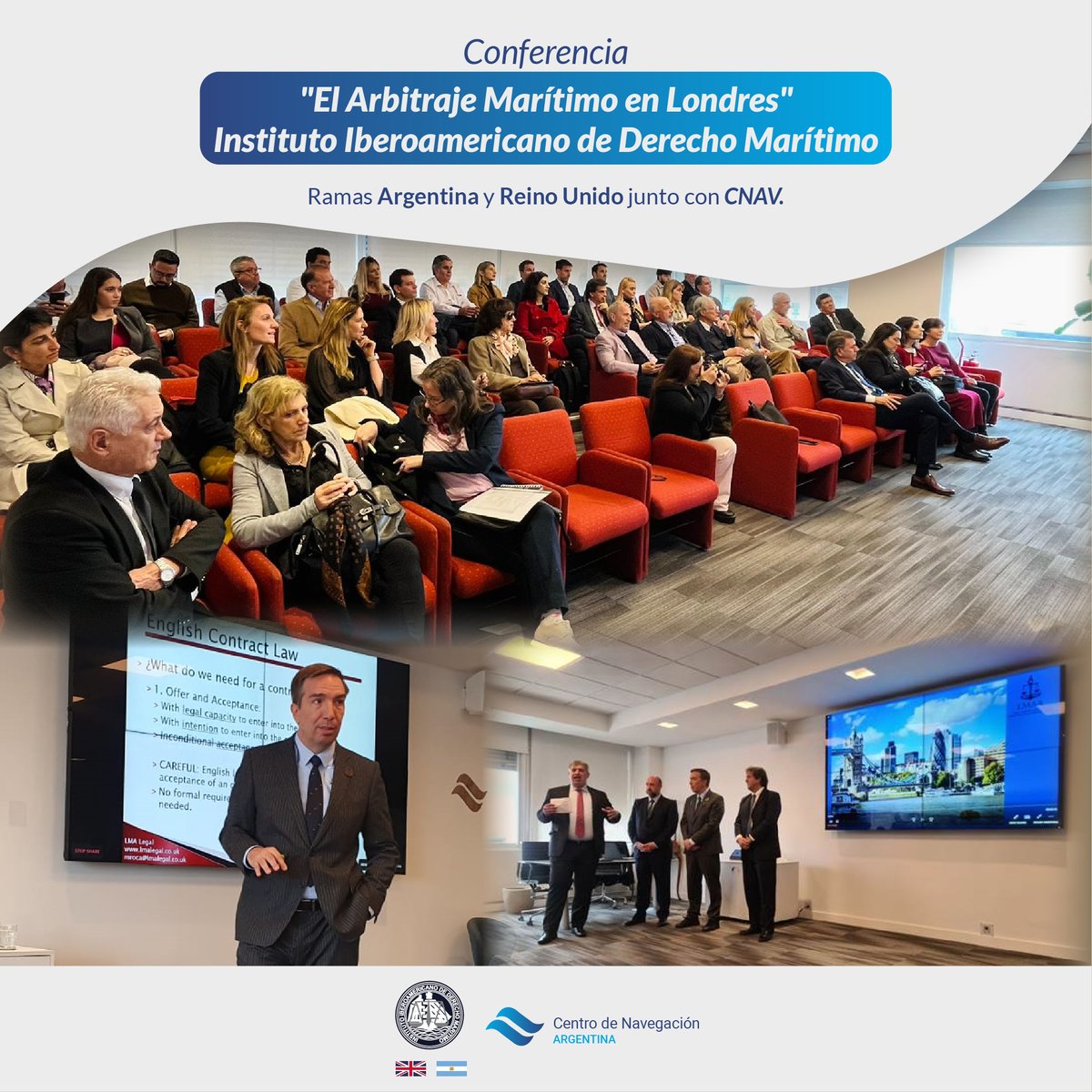 Conferencia "El Arbitraje Marítimo en Londres" 🇦🇷🇬🇧 Fue un honor ser parte del evento junto con el Instituto Iberoamericano de Derecho Marítimo ✅ Muchas gracias Miquel Roca (VP Rama Reino Unido IIDM), Ignacio Penco (VP Titular Rama Argentina IIDM) y Erick Oms (IIDM - Rama Arg.)