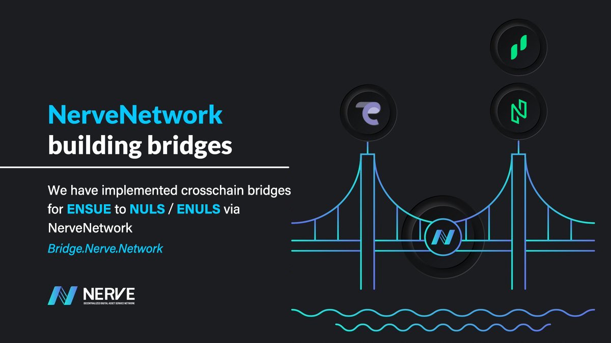 NerveNetwork (@nerve_network) on Twitter photo We're pleased to share that we have implemented crosschain bridges for <a href="/ensuecoin/">ENSUE COIN</a> to #NULS/ #ENULS via NerveBridge👏
bridge.nerve.network
#BuildingBridges #crosschain #ENSUE #NerveBridge We're pleased to share that we have implemented crosschain bridges for <a href="/ensuecoin/">ENSUE COIN</a> to #NULS/ #ENULS via NerveBridge👏
bridge.nerve.network
#BuildingBridges #crosschain #ENSUE #NerveBridge