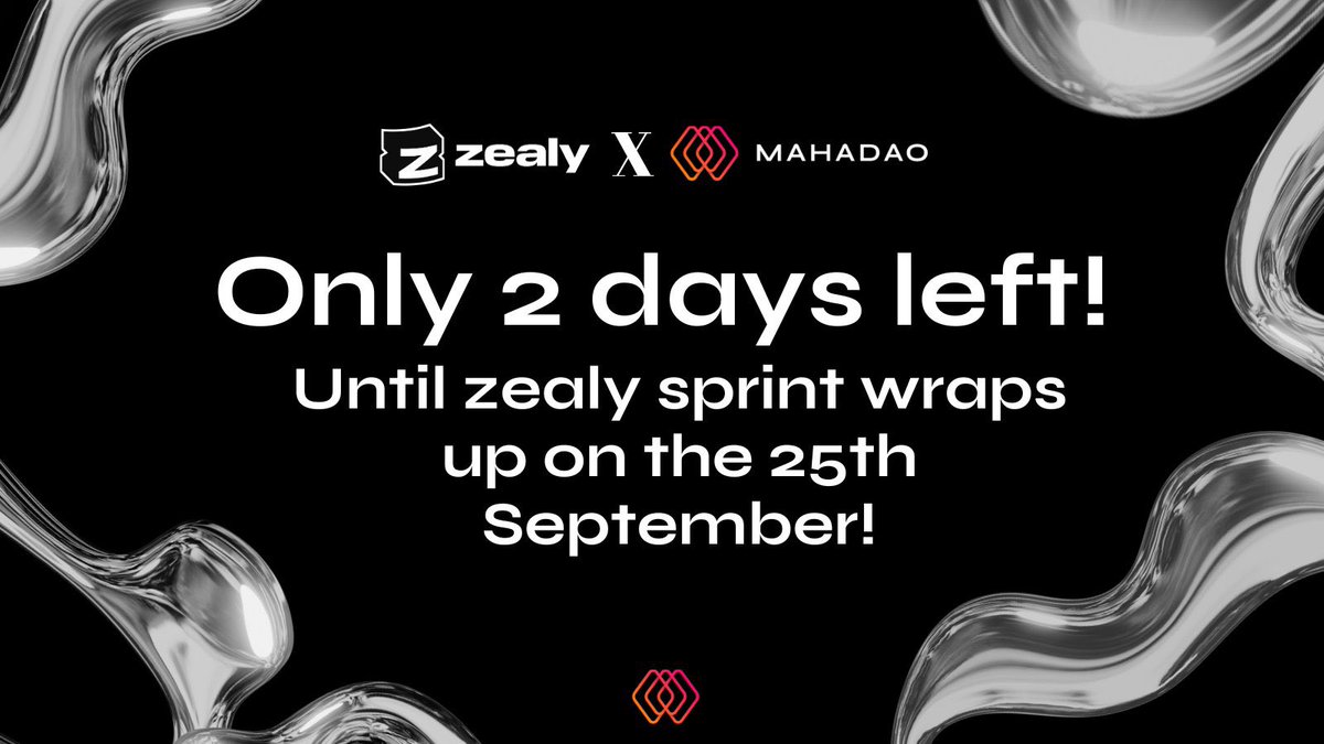 Zaman işliyor! ⏱ @zealy_io sprintimizin 25 Eylül'de sona ereceğini unutmayın. Sadece 2️⃣ gün kaldı, şimdi parlama zamanı. Hemen katılın, bu görevlerin üstesinden gelin ve bağlılığınızı sergileyin! Görevlere ulaşmak için: zealy.io/c/themahadao/i…