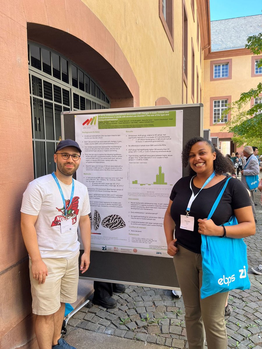 grk2350's tweet photo. Our PhD students Cagdas Türkmen and Netsanet Belay attended the EBPS Biennial Meeting in Mannheim on 22-25 August. International researchers presented interesting findings on the impact of early life adversities from animal and human addiction research! 🥳 #GRK2350 https://t.co/ErS1RsaJeb