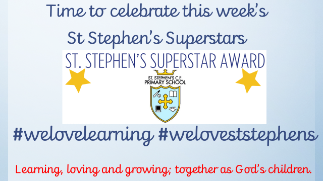 StStephens_Bury's tweet photo. A BIG well done and thank you to this week's #ststephenssuperstars Peace, Minahill, Myra, Ibrahim, Felix, Anayah, Harlow, Lucas and Lacey Penny #weloveststephens A big well done to Amelia for your rainbows award too ⭐️🤩💛 https://t.co/Josj5PfbvR