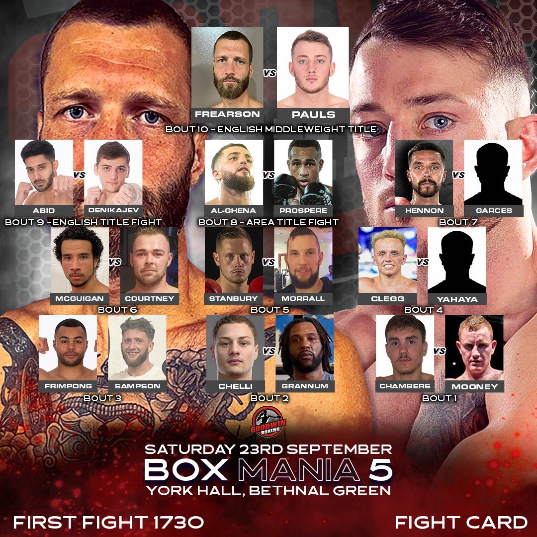 WHAT A SHOW!!! 🥊 the line up for BoxMania 5 tomorrow night! - Premium Ringside - SOLD OUT - Ringside - SOLD OUT - Unreserved - Very limited available on the door!! #BoxMania5