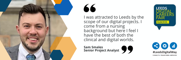 DitLeeds's tweet photo. A career in digital healthcare opens the door to so many opportunities. Come and talk to our team at Leeds Digital Careers Fair 2023 on 26 September, 2-7pm. Read more and register your place - https://t.co/OjjbpjOSgM #LDCF23 #LeedsDigitalWay @LeedsHospitals https://t.co/HfulhdOA4L