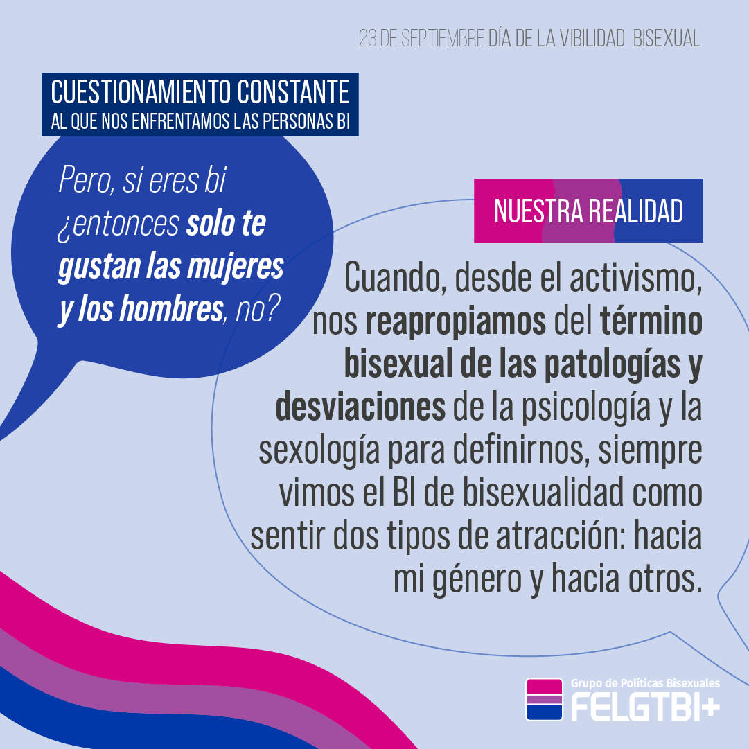 BiFELGTBI's tweet photo. Reivindicamos que se creen políticas de sensibilización y concienciación sobre nuestra realidad en todos los ámbitos: familiar, educativo, cultural, judicial, social y laboral, para luchar contra el cuestionamiento constante y el borrado bisexual.

#OrgulloBi23S

🩷💜💙 https://t.co/q5Dt6bvYvw