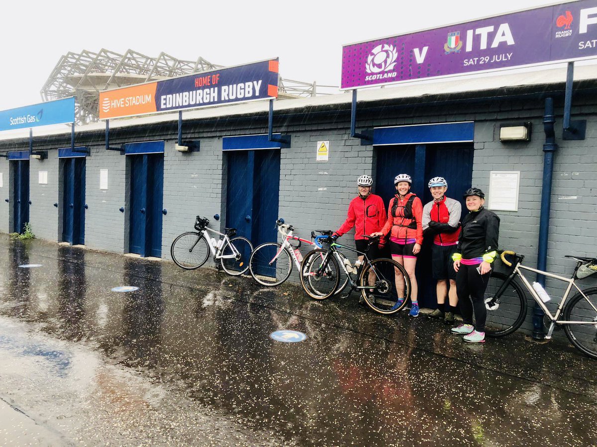 Dr_CriticAli's tweet photo. @R4R2023 Finishing line pictures consisted of hiding from the rain! It wouldn’t be Scotland without the wind or rain. However, great fun was had by all (or that’s what they told me!). https://t.co/LjtHf3OBfj