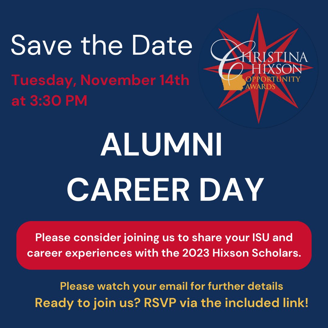 HixsonAwards's tweet photo. Save the Date for Hixson Alumni Career Day! RSVP today https://t.co/iT9v6Hkp0U https://t.co/Rs4Ppfd6AX