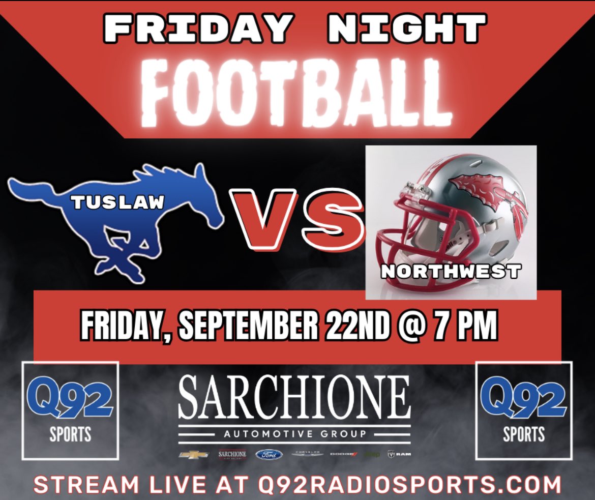 MattKiraly's tweet image. A big @PAC7_Sports showdown will take place tonight as @TuslawFTBall will battle with the @NWHSIndians!

Find out how it all goes down tonight at 7:00 on q92radiosports.com!!

#Q92Sports
#Score7