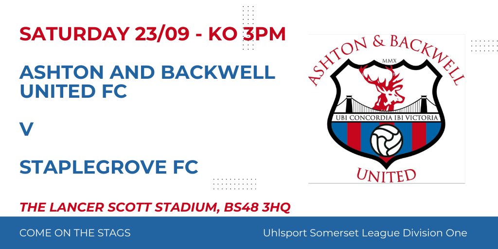 We entertain top of the league <a href="/Staplegrovefc/">Staplegrove Football Club ⚽️</a>, 3pm tomorrow, in the <a href="/somersetcfl/">Somerset County FL</a> Div 1. The Stags are unbeaten in the league this season. 

It'll also be the first game in our new kit, sponsored by our partners at SMG Screeding. 

See you there at the <a href="/LancerScottLtd/">Lancer Scott Ltd</a> Stadium